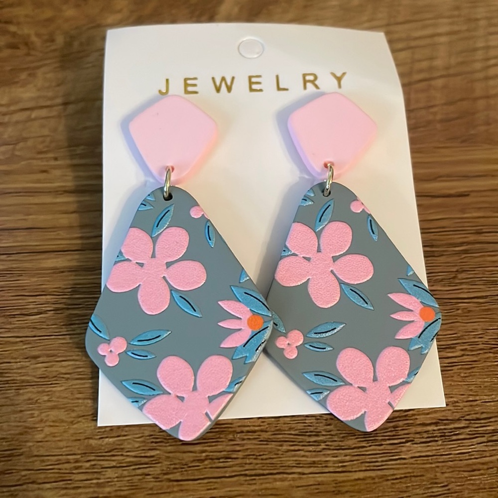 Pink floral earrings